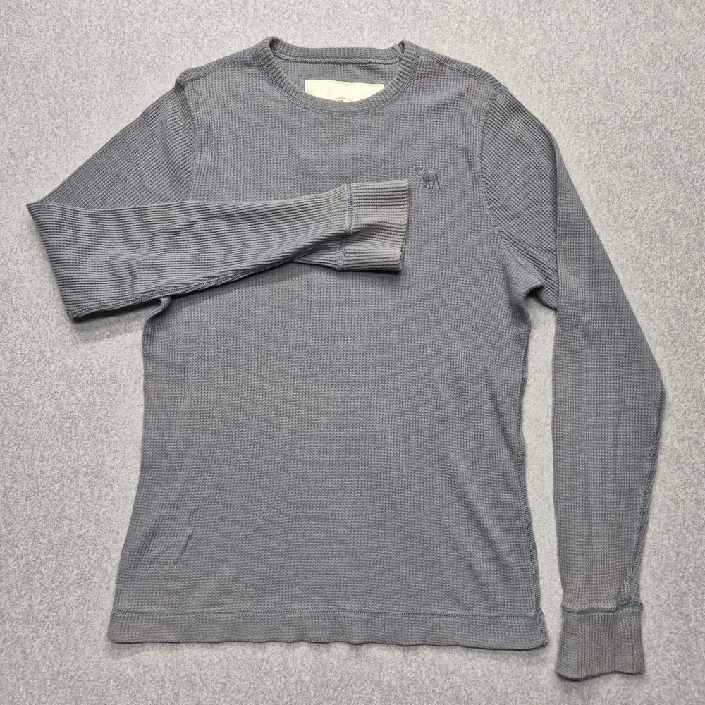 Abercrombie & Fitch Shirt Womens XL Gray Waffle Knit Thermal Long Sleeve Moose